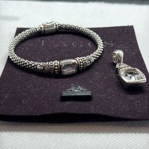 LAGOS 18K Yellow Gold & Sterling Silver Rittenhouse Crystal Solitaire Link 7